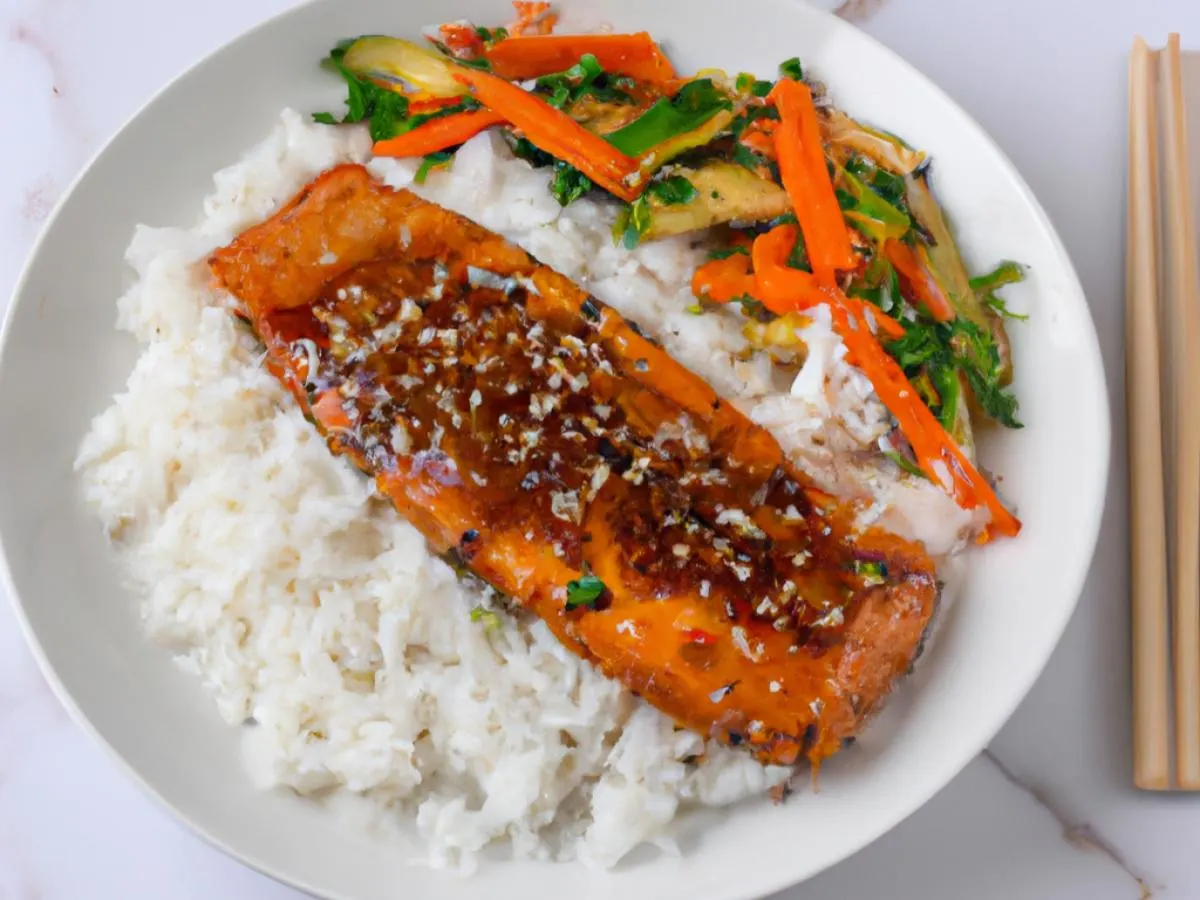 Teriyaki Salmon With White Rice and Veggies Teriyaki Salmon With White Rice and Veggies
