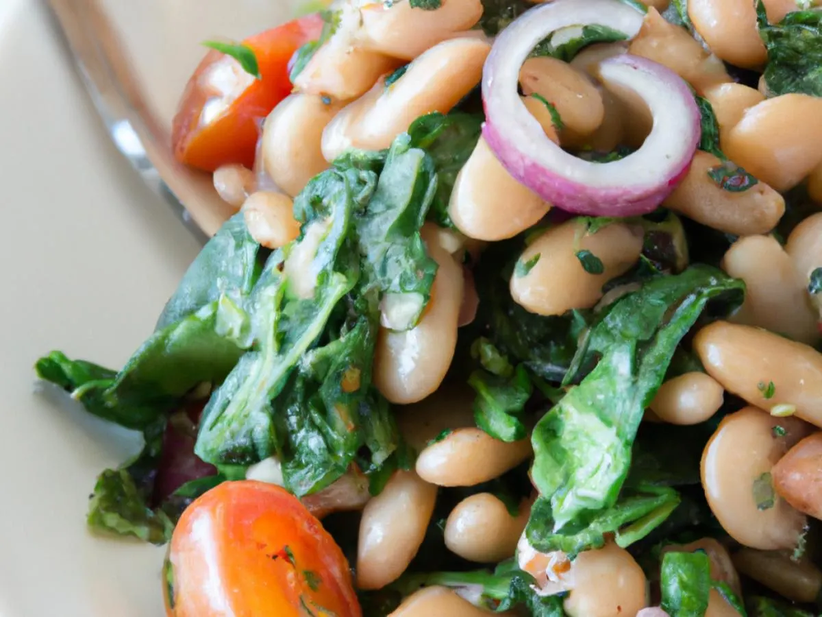 Tuscan Bean Salad Sauteed Baby Spinach, Roasted Shallots, Tomato, and Fresh Herbs Tuscan Bean Salad Sauteed Baby Spinach, Roasted Shallots, Tomato, and Fresh Herbs