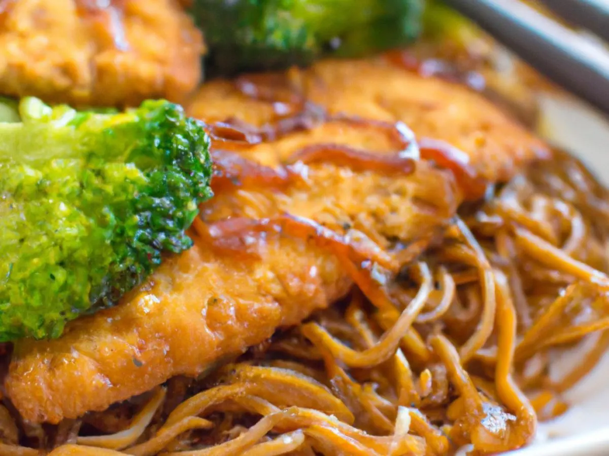Chicken Katsu Yakisoba Style with Stir fried Veggies Chicken Katsu Yakisoba Style with Stir fried Veggies