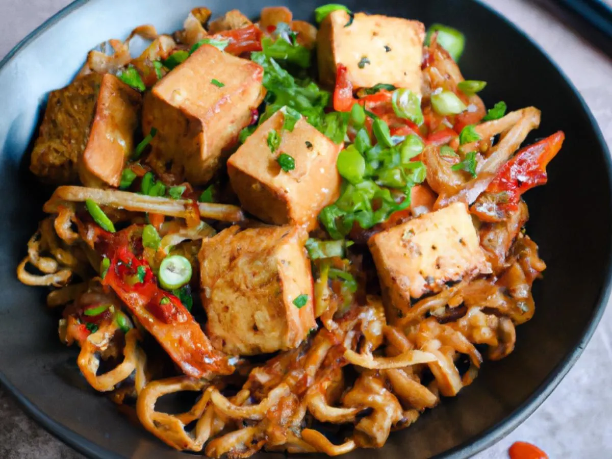 Spicy Tofu Teriyaki With Yakisoba Noodles and Veggies Spicy Tofu Teriyaki With Yakisoba Noodles and Veggies