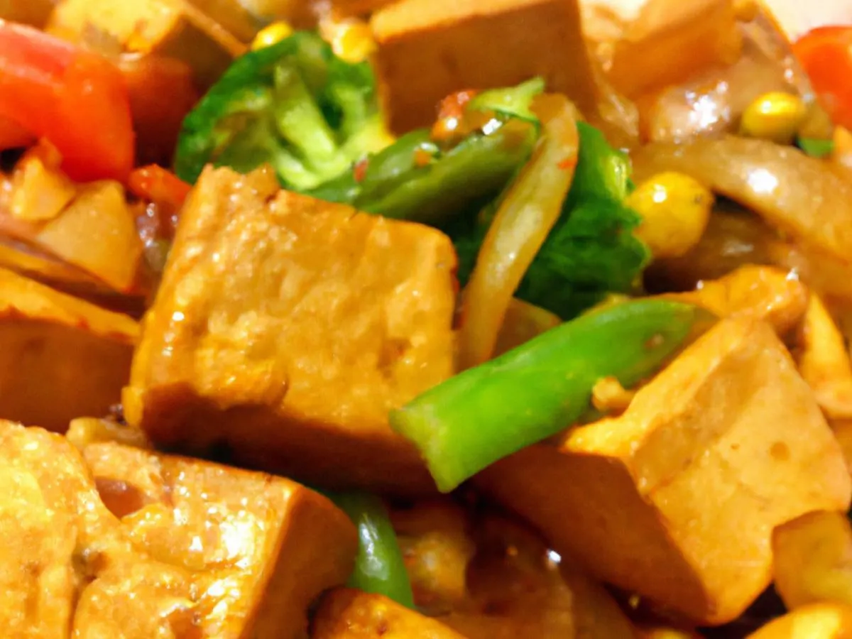 Spicy Tofu Teriyaki Yakisoba Style with Stir fried Veggies Spicy Tofu Teriyaki Yakisoba Style with Stir fried Veggies