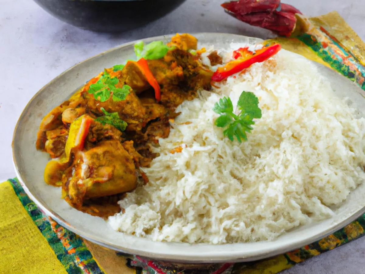 Achar Chicken Curry with Mixed Vegetable Curry and Basmati Rice (Allergen Free) Achar Chicken Curry with Mixed Vegetable Curry and Basmati Rice (Allergen Free)
