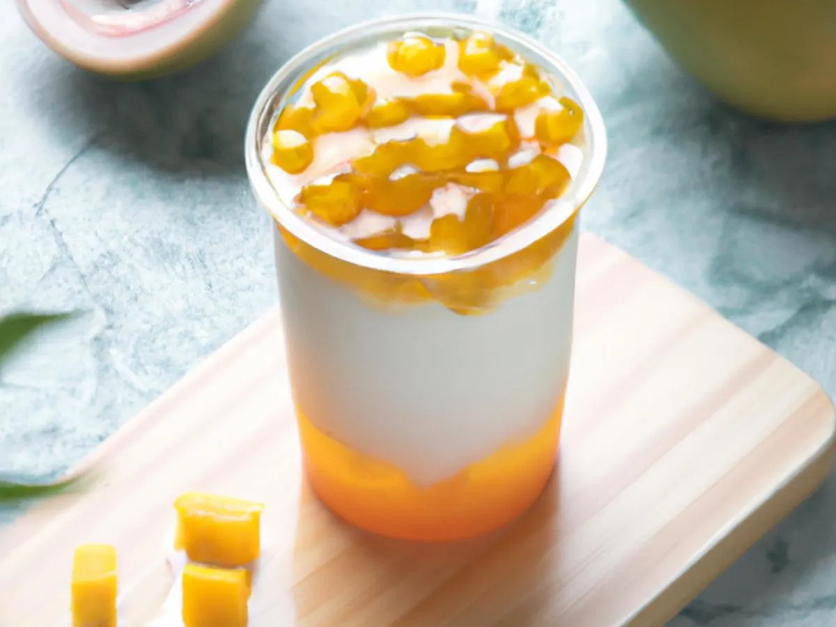 Mango Yakult with Lychee Jelly [Half Sweet]