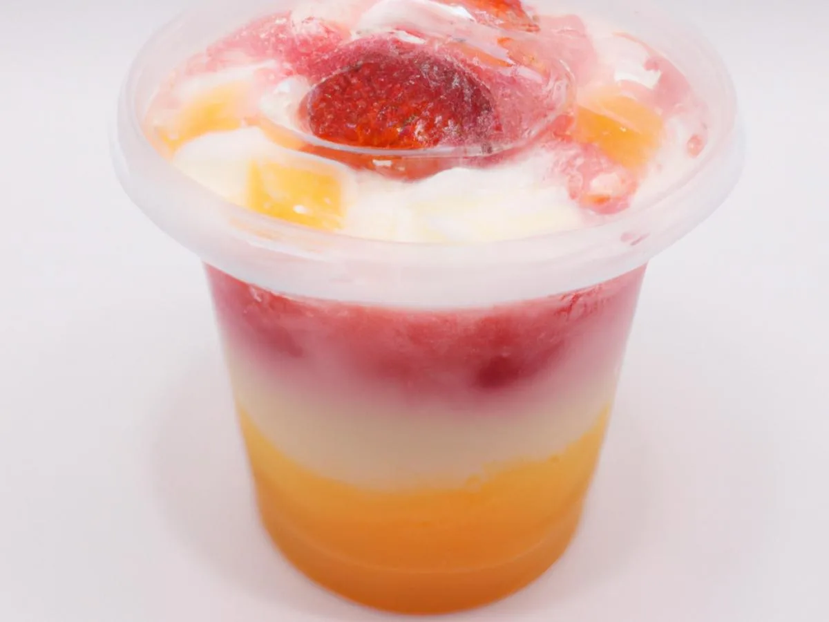Strawberry Yakult with Mango Jelly [Half Sweet]
