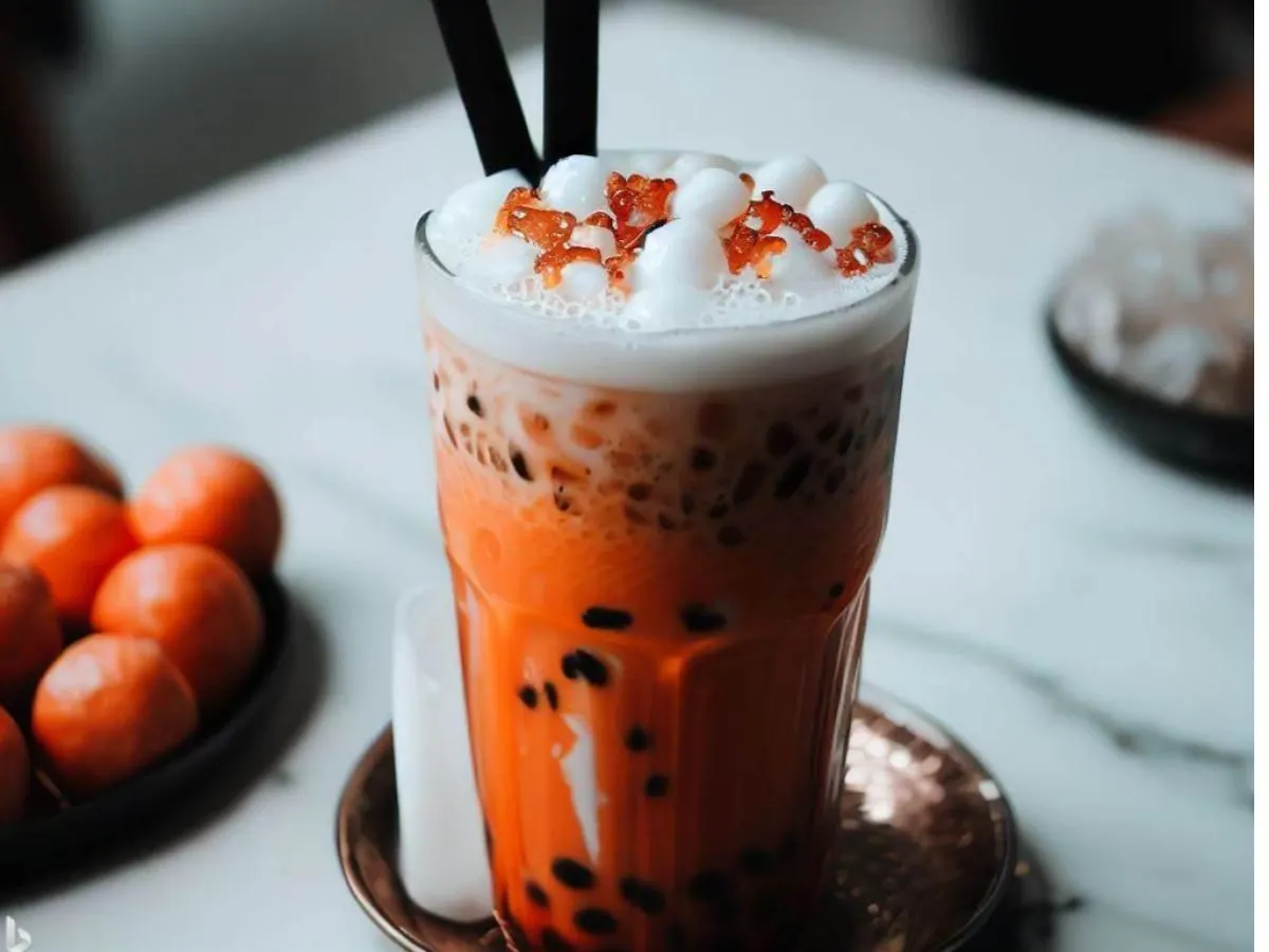 Coconut Milk Thai Tea with Boba [Half Sweet]