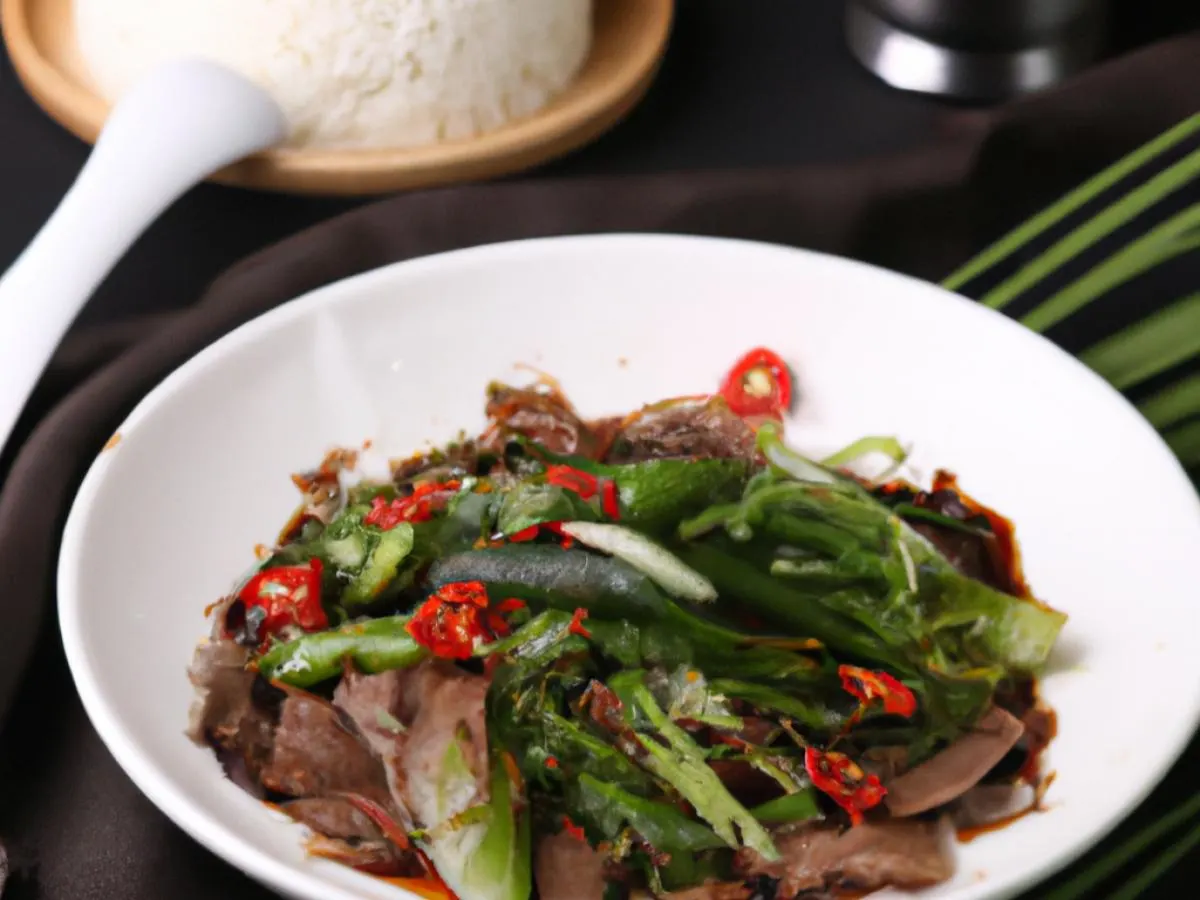 Beef With Scallions & Celery With Dry Chili served with White Rice Beef With Scallions & Celery With Dry Chili served with White Rice