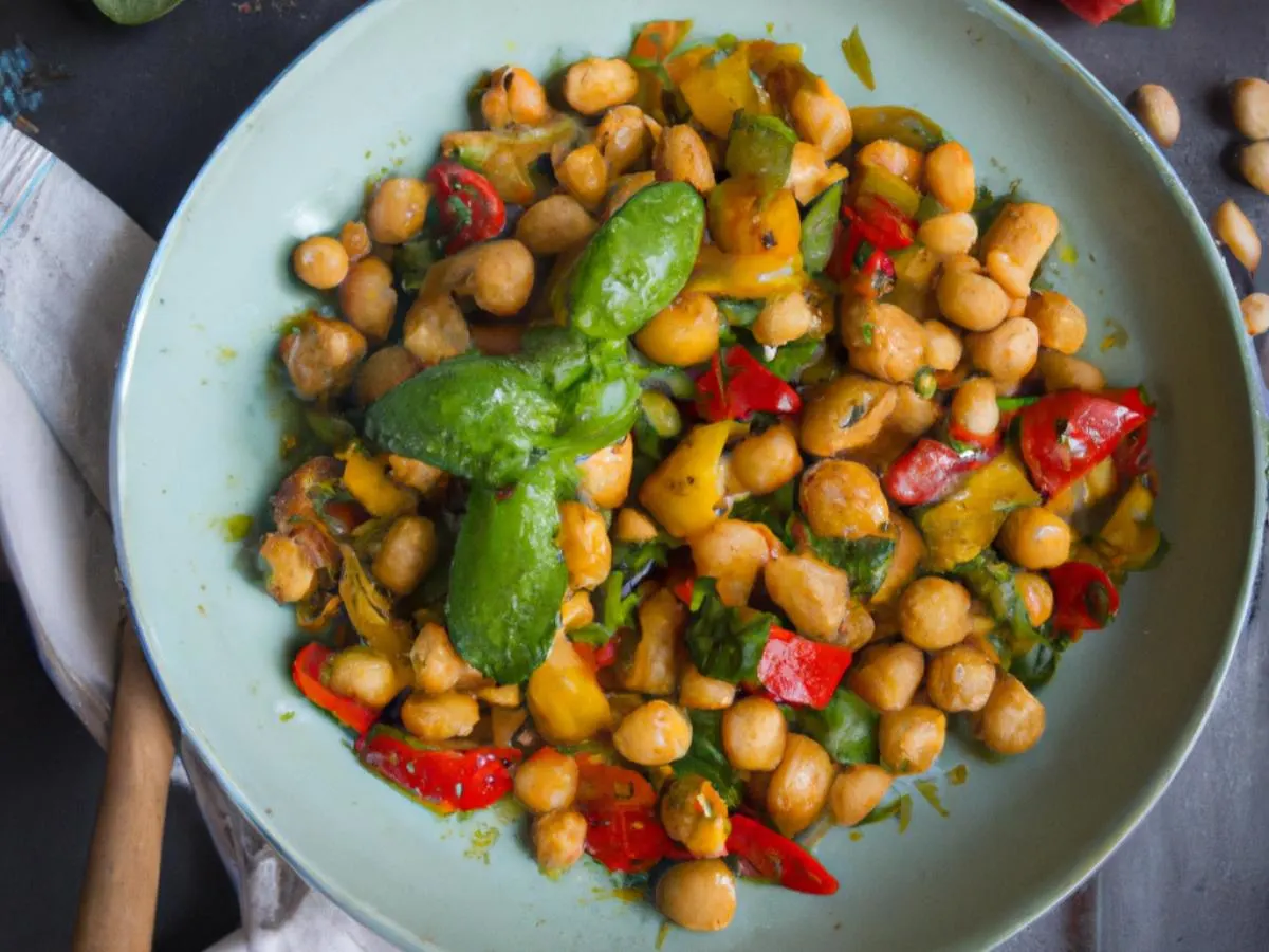 Vegan Garbanzo Bean with Roasted Peppers and Basil Vegan Garbanzo Bean with Roasted Peppers and Basil
