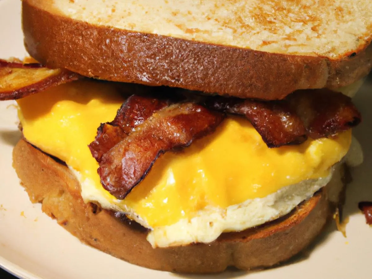 Beef Bacon, Egg, and Cheese Sandwich Beef Bacon, Egg, and Cheese Sandwich