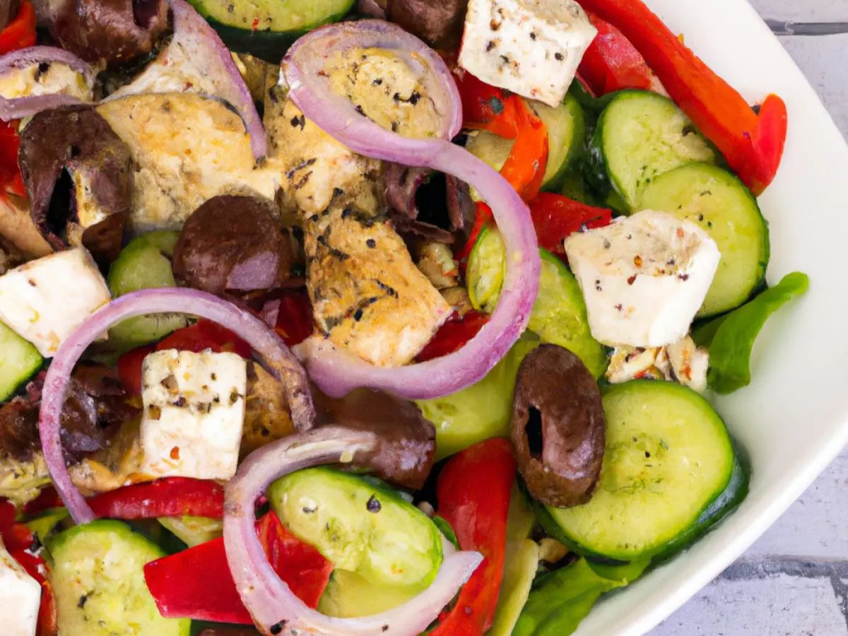 Light Carb Greek Salad With Grilled Chicken Light Carb Greek Salad With Grilled Chicken