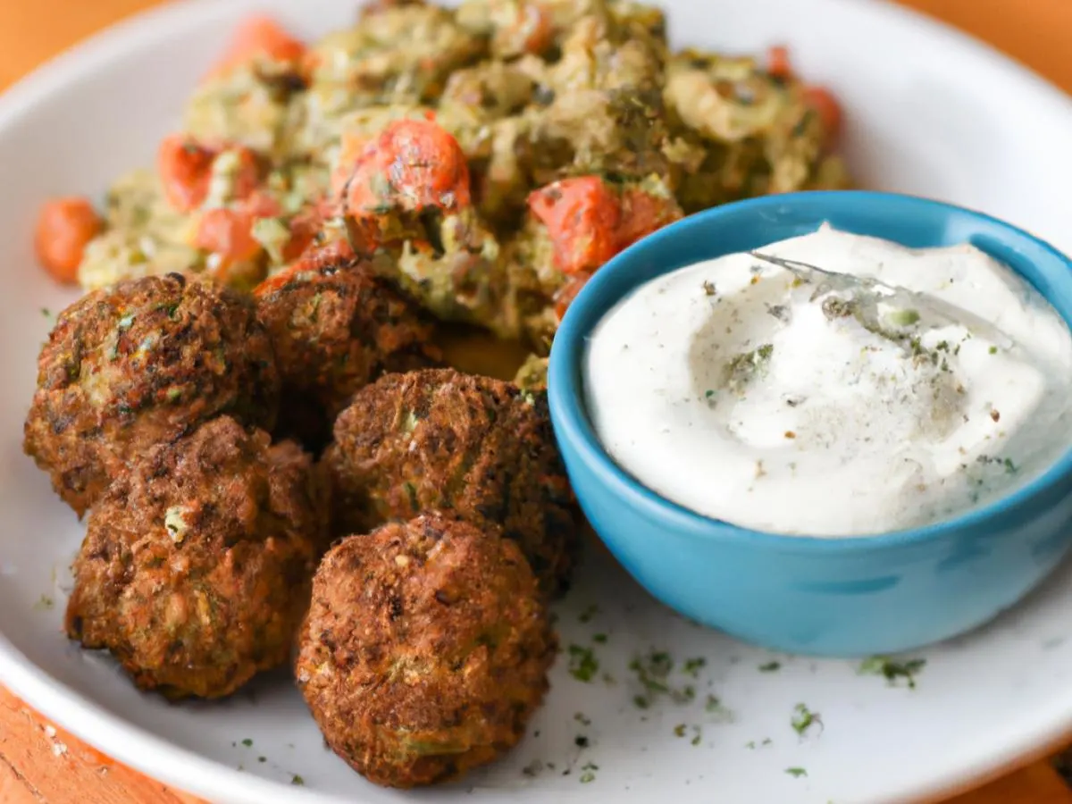 Falafel With Israeli Cous Cous and Tzatziki Falafel With Israeli Cous Cous and Tzatziki