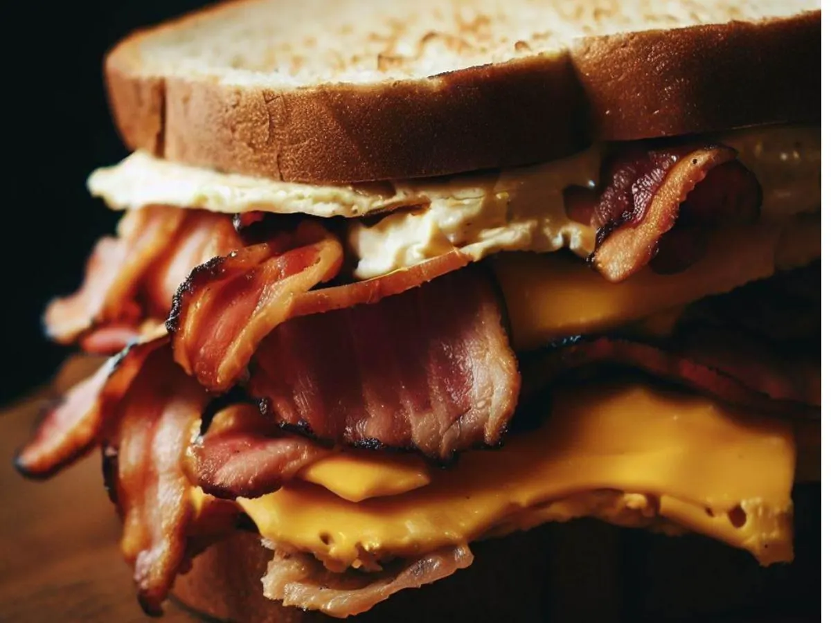 Beef Bacon, Egg, and Cheese Sandwich (Gluten Free) Beef Bacon, Egg, and Cheese Sandwich (Gluten Free)