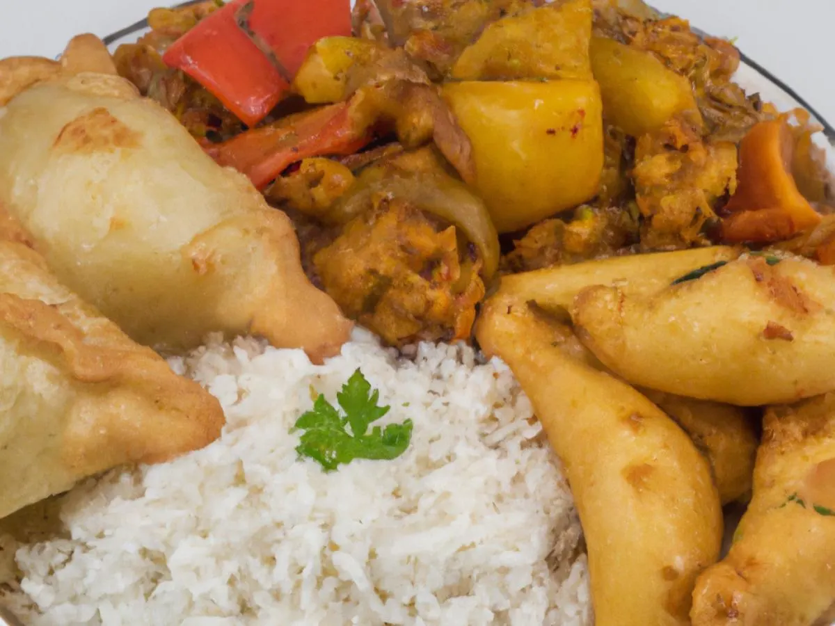 Aloo Gobi with Basmati Rice and Vegan Samosa Aloo Gobi with Basmati Rice and Vegan Samosa