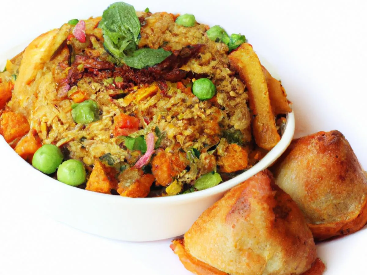 Vegetable Biryani with Vegan Samosa Vegetable Biryani with Vegan Samosa