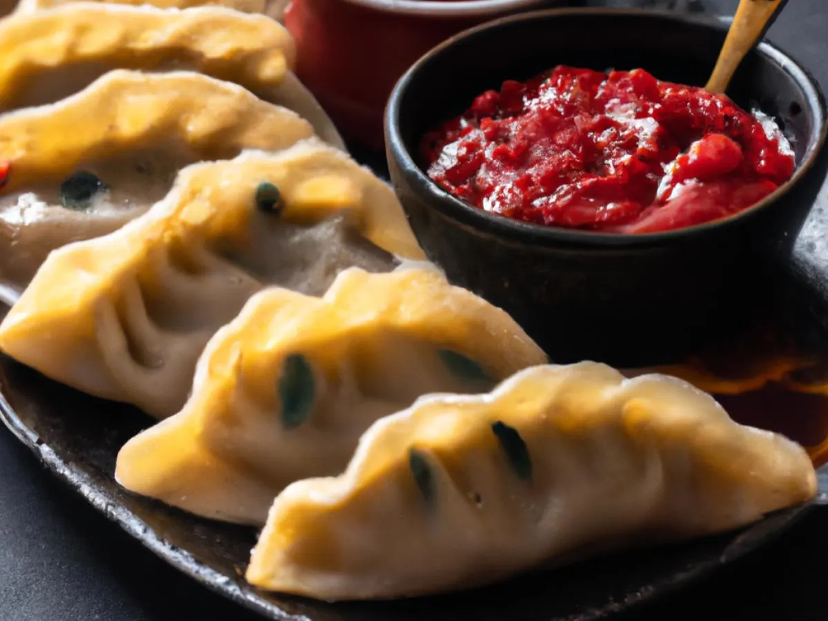 Individual Box Vegan Momo Dumplings with Achaar Sauce (Spicy) Individual Box Vegan Momo Dumplings with Achaar Sauce (Spicy)