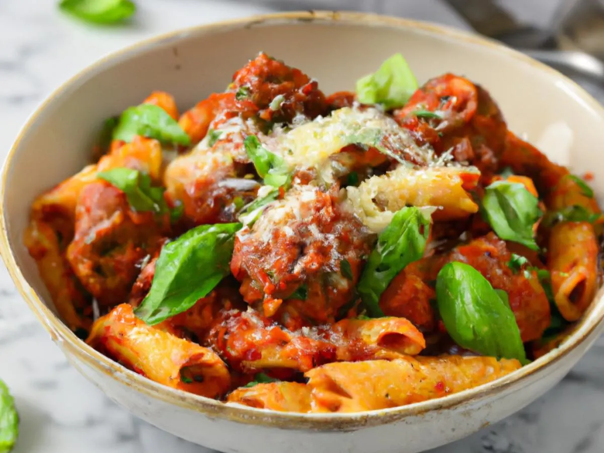 Large Pasta Marinara with Meatballs