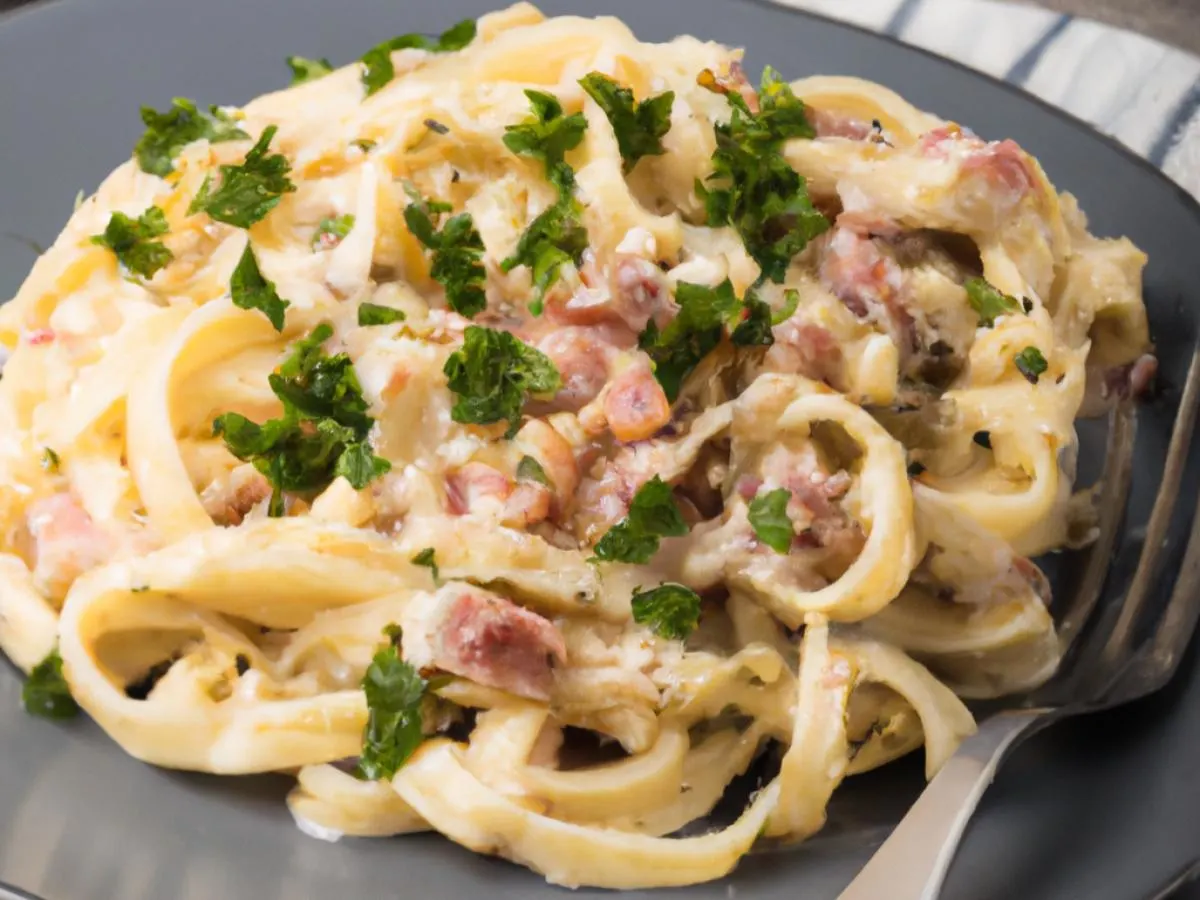 Large Fettuccine Alfredo with Bacon