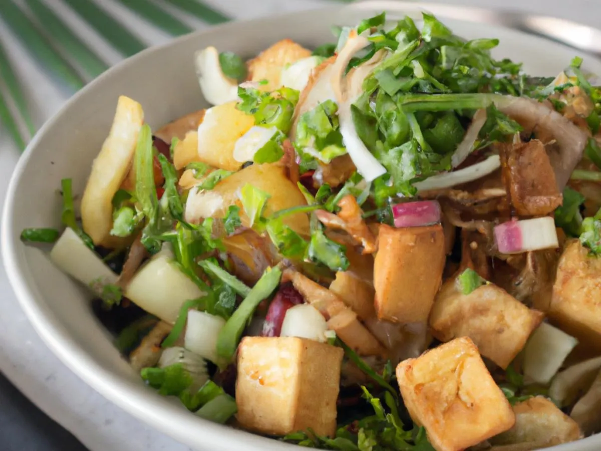 Vegan Crispy Tofu Entree Salad with Soy Ginger Dressing Vegan Crispy Tofu Entree Salad with Soy Ginger Dressing