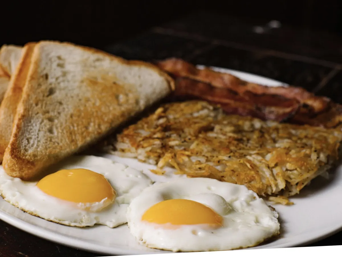 Eggs and Bacon Box with Toast and Hash