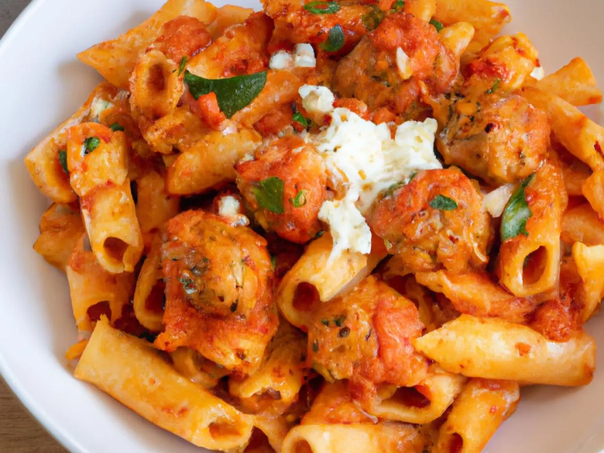 Penne Pasta with Marinara Sauce and Ricotta Meatballs [18 oz]