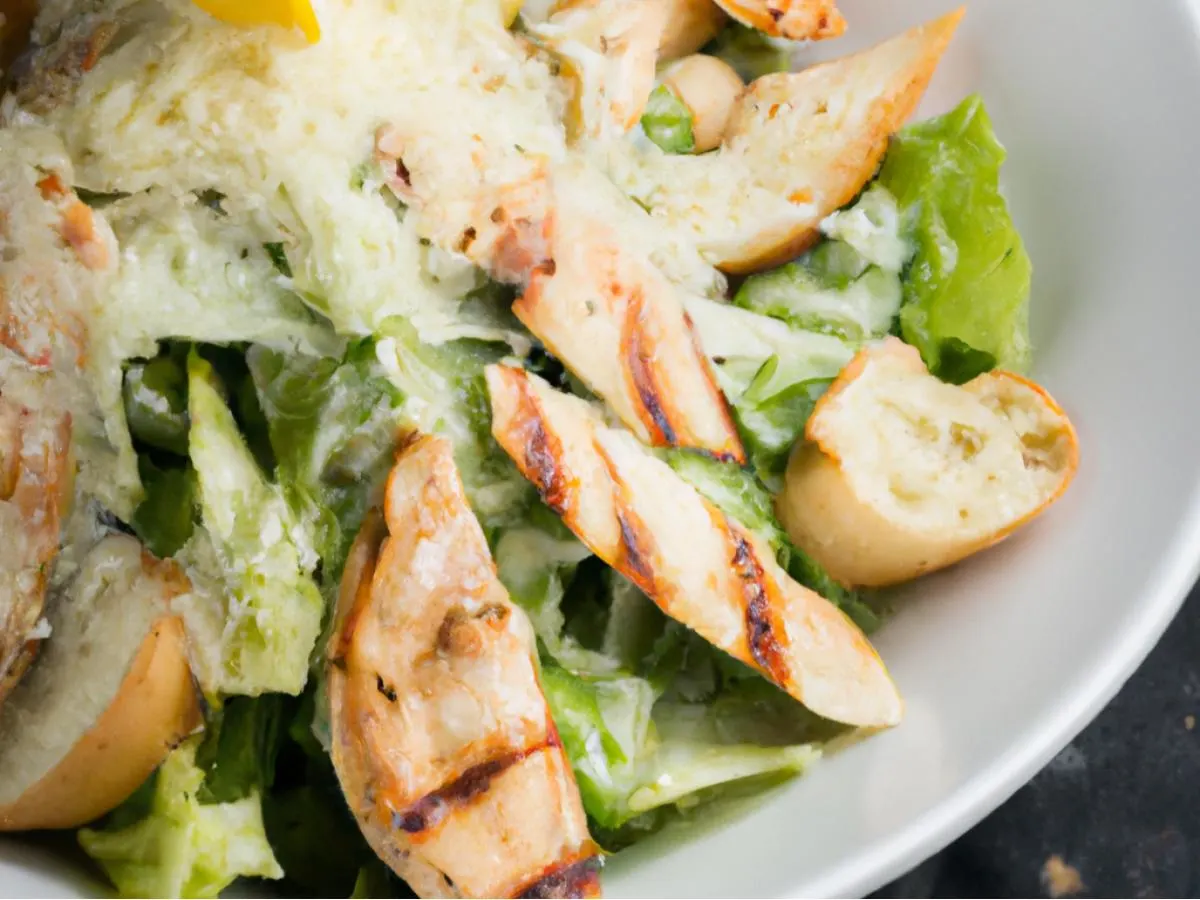Caesar Salad with Chicken Souvlaki and Lemon Oil & Pita Caesar Salad with Chicken Souvlaki and Lemon Oil & Pita