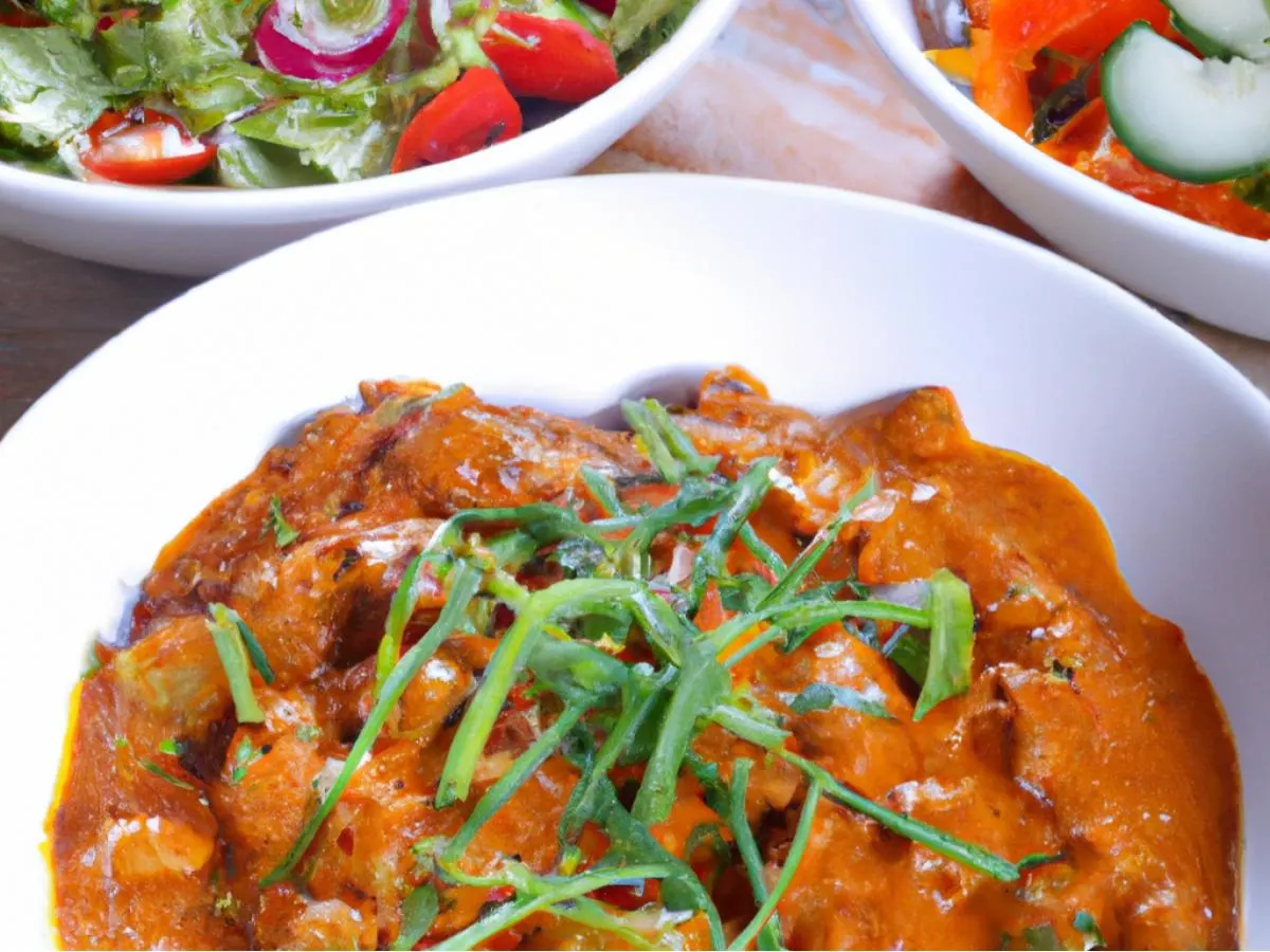 Chana Tikka Masala with Mixed Vegetable Curry and Mixed Green Salad Chana Tikka Masala with Mixed Vegetable Curry and Mixed Green Salad