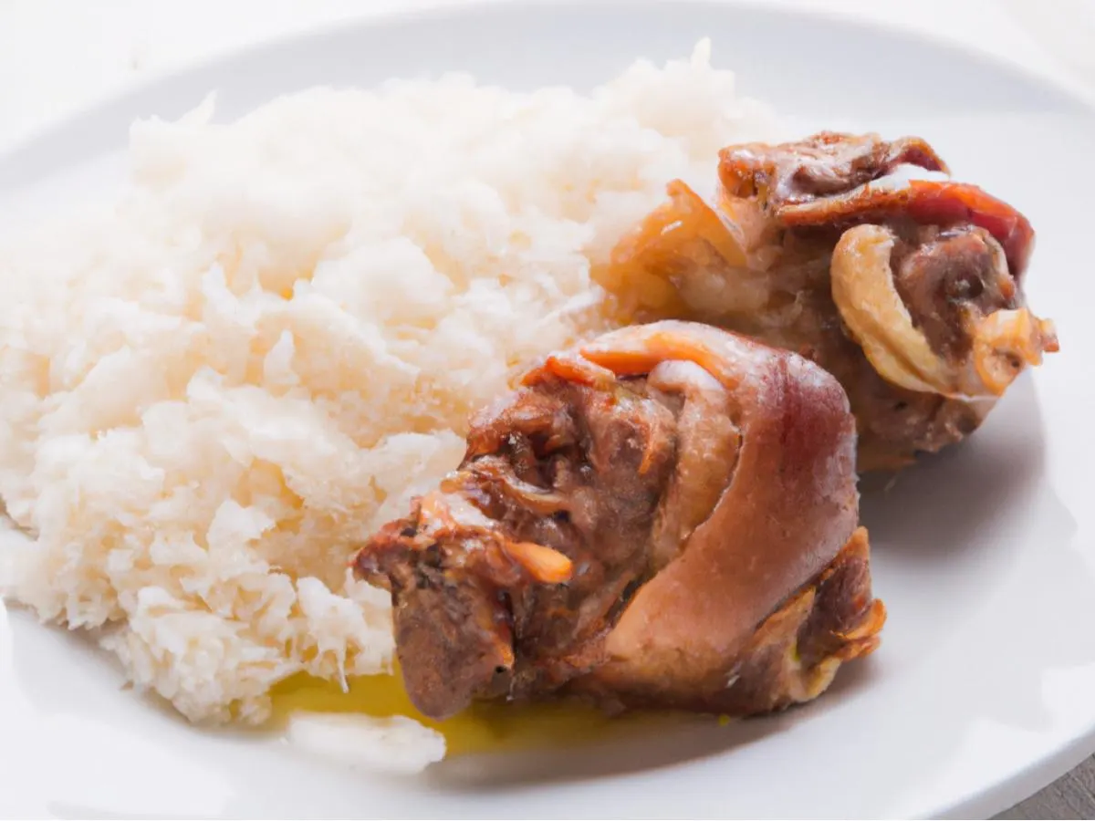 Marinated Pig Feet & Cabbage With Dry Chili served with White Rice Marinated Pig Feet & Cabbage With Dry Chili served with White Rice