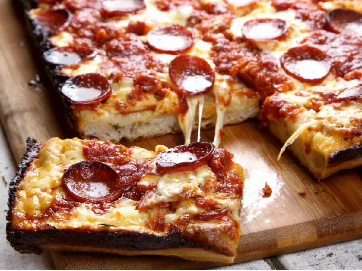 Deep Dish Detroit Style Pepperoni Pie