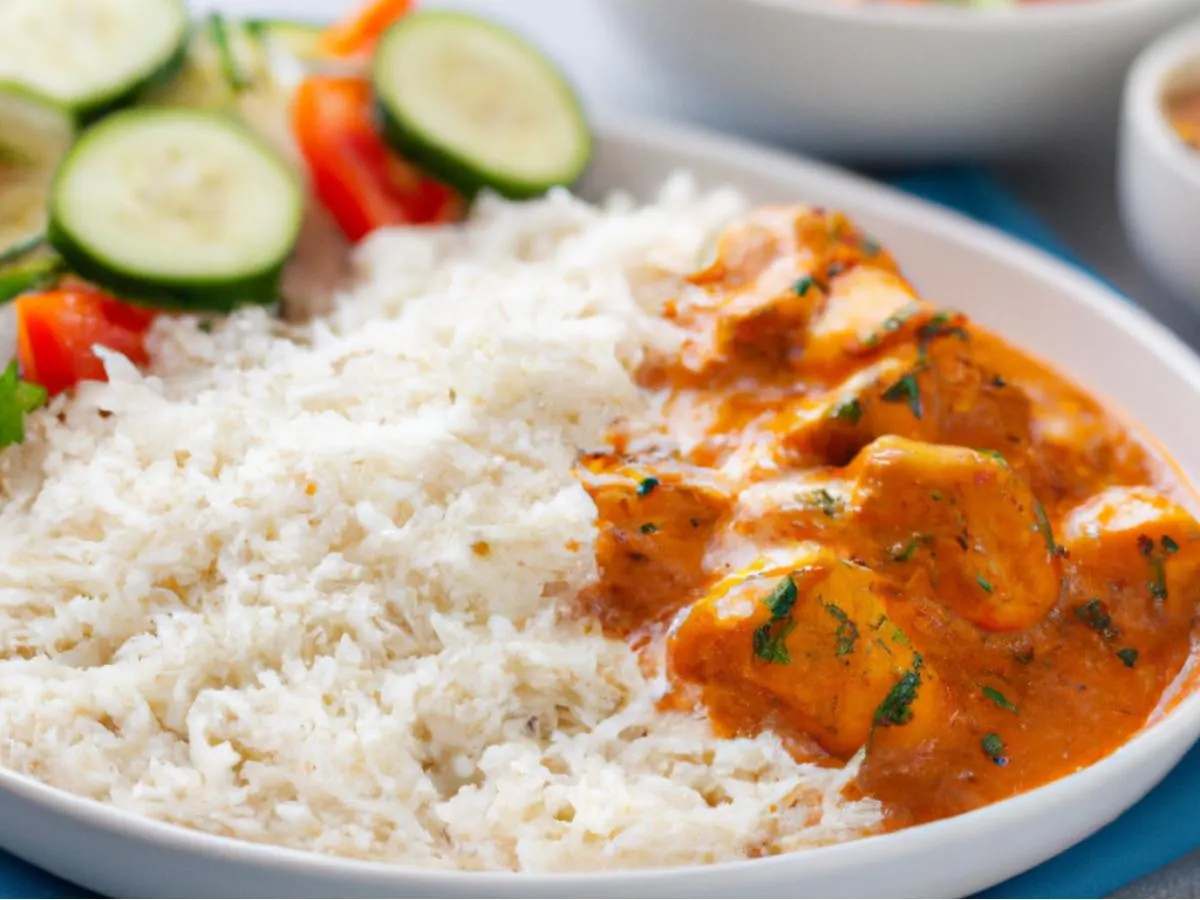 Chicken Tikka Masala with Basmati Rice and Cucumber Salad Chicken Tikka Masala with Basmati Rice and Cucumber Salad