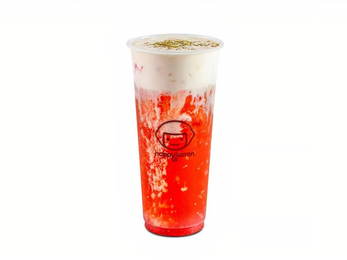 Strawberry Jasmine Green Tea with Rock Salt Crema [16 oz full sweet]