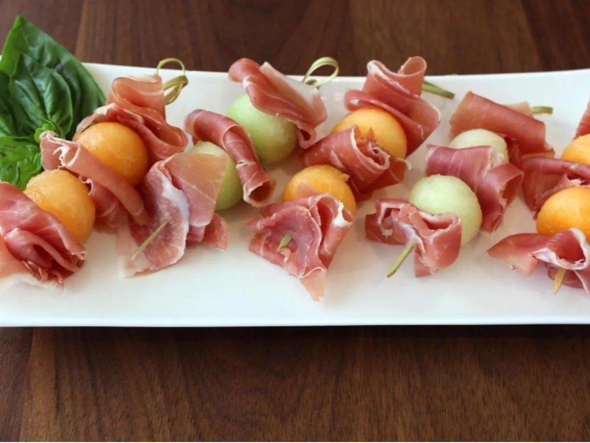Melon & Prosciutto Skewer Melon & Prosciutto Skewer
