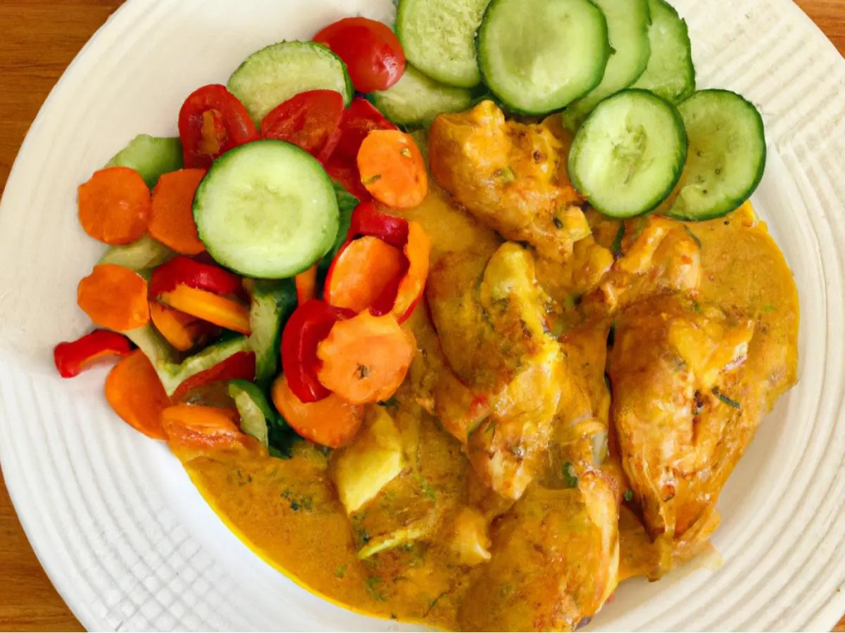 Light Carb Butter Chicken with Mixed Vegetable Curry and Mixed Green Salad Light Carb Butter Chicken with Mixed Vegetable Curry and Mixed Green Salad