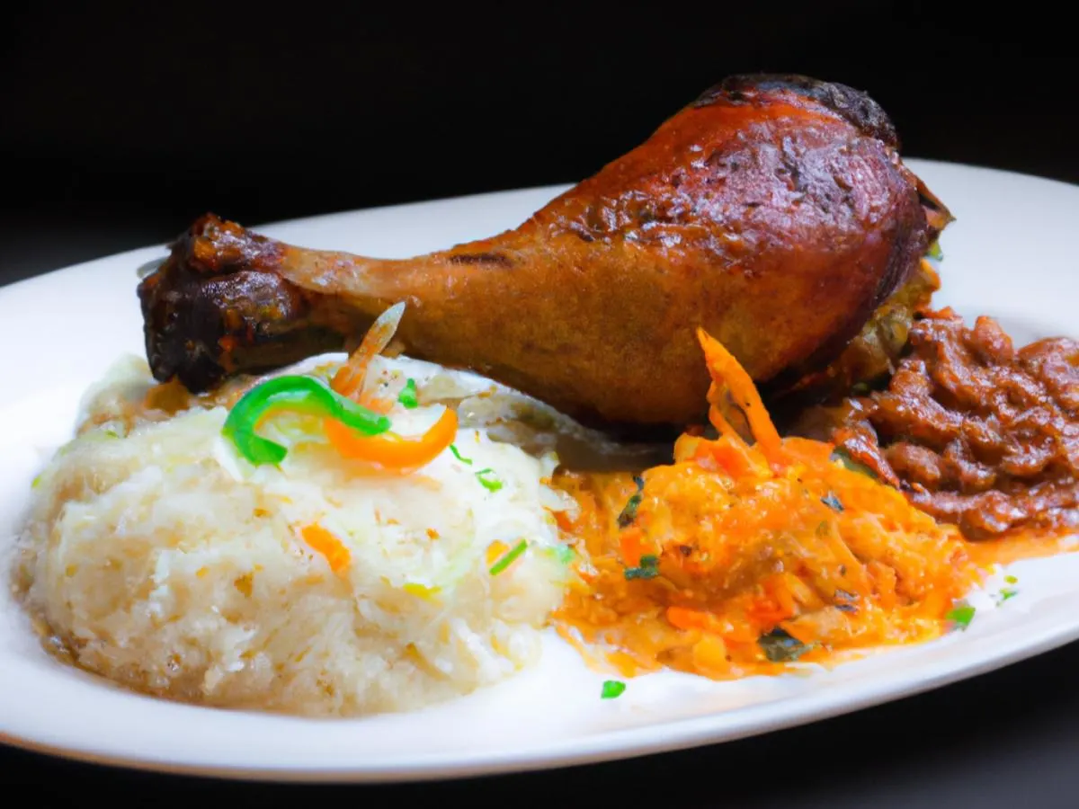 Jerk Chicken Leg, Rice, & Steamed Cabbage Jerk Chicken Leg, Rice, & Steamed Cabbage