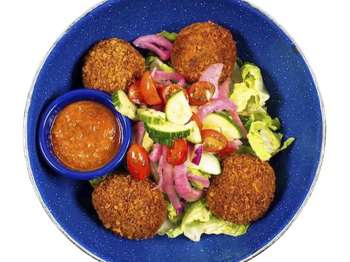 Vegan Potato Fritter Entree Salad Vegan Potato Fritter Entree Salad