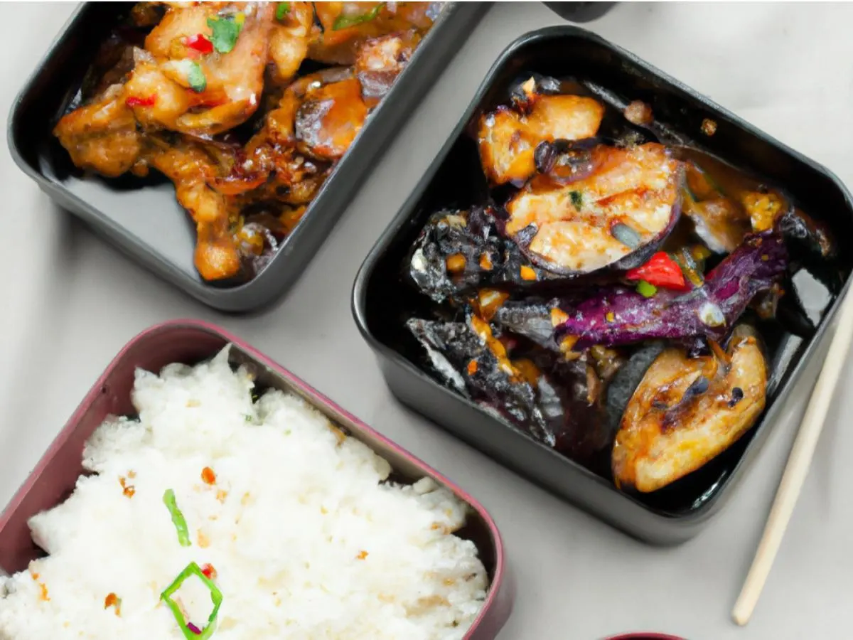 Kung Pao Chicken | Sauteed Eggplant with Spicy Garlic Sauce | Steamed Rice Kung Pao Chicken | Sauteed Eggplant with Spicy Garlic Sauce | Steamed Rice