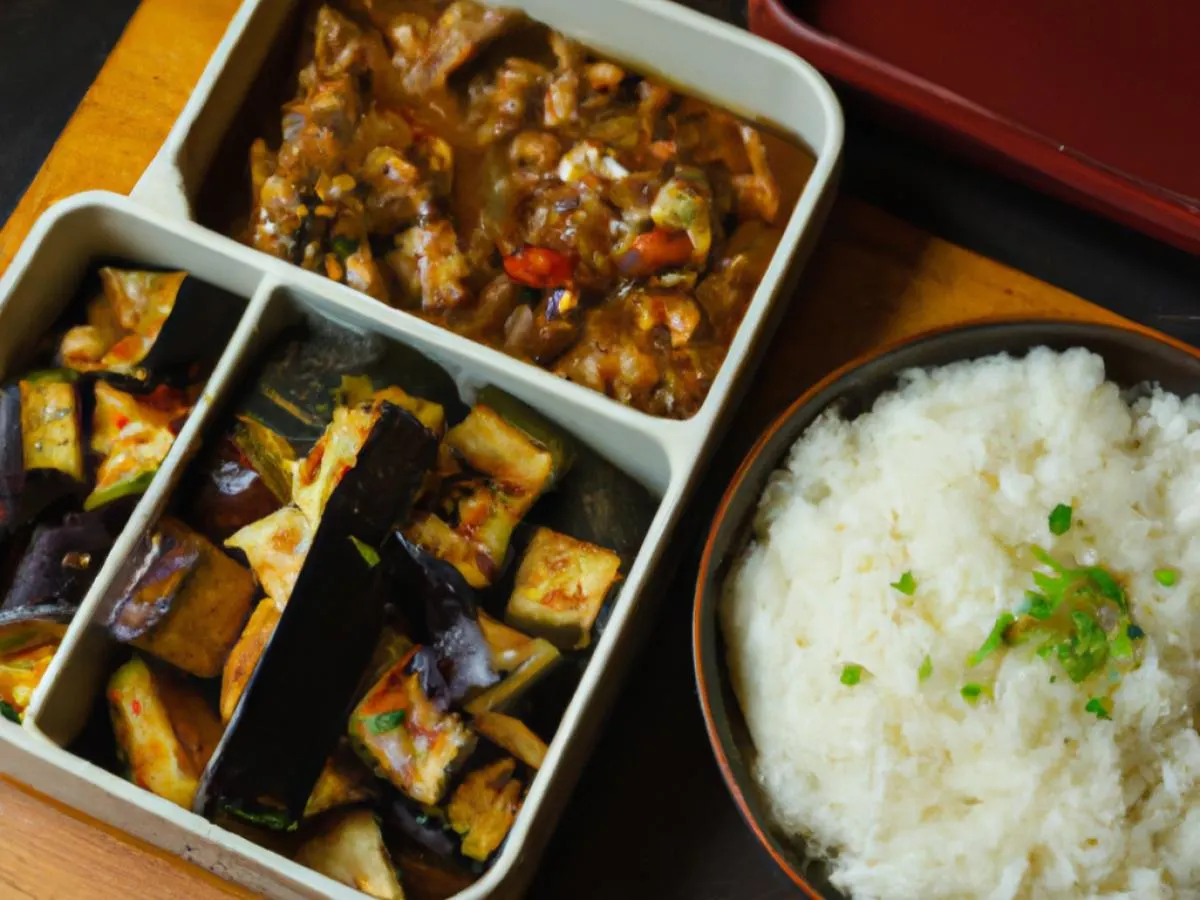 Vegan Mapo Tofu | Eggplant with Spicy Garlic Sauce | Steamed Rice Vegan Mapo Tofu | Eggplant with Spicy Garlic Sauce | Steamed Rice