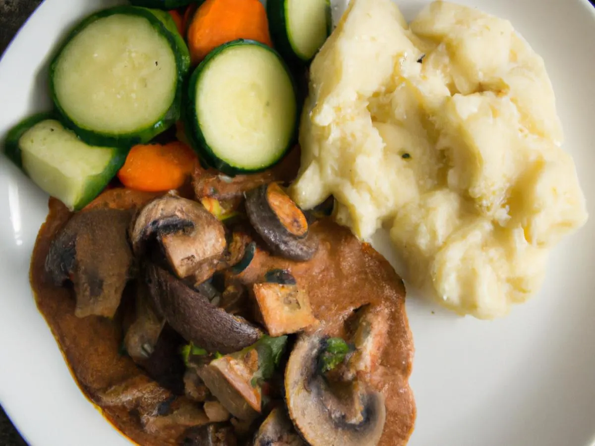 Vegan Mushroom Stroganoff over Vegan Mashed Potatoes with Roasted Vegetables Vegan Mushroom Stroganoff over Vegan Mashed Potatoes with Roasted Vegetables