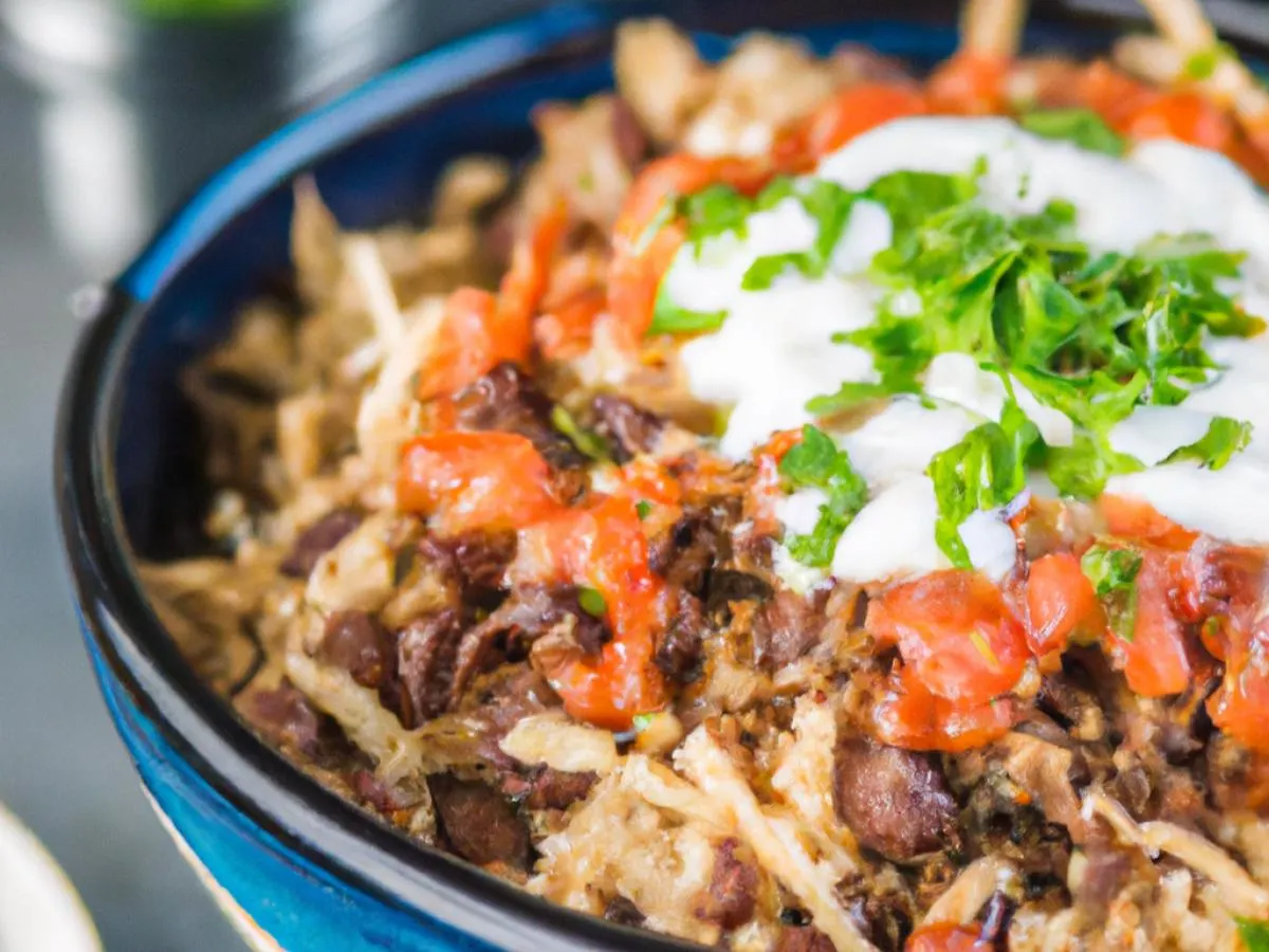 Carnitas Super Burrito Bowl with Chips and Chipotle Salsa Carnitas Super Burrito Bowl with Chips and Chipotle Salsa