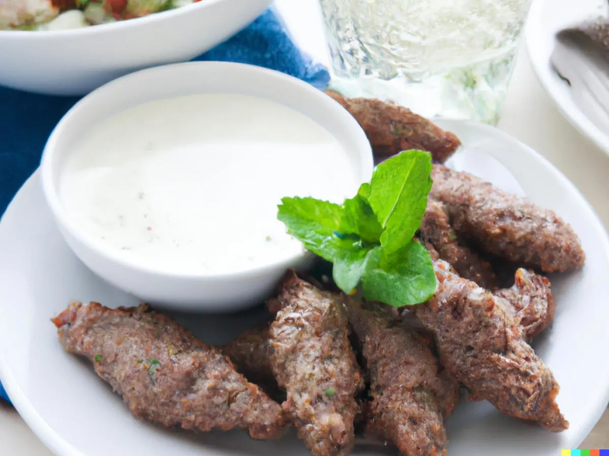 Vegan Impossible Kefta with Cashew Yogurt Dip Vegan Impossible Kefta with Cashew Yogurt Dip