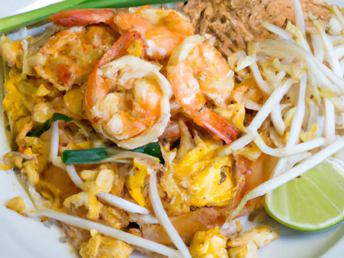 Pad Thai Noodles with Shrimp with Thai Slaw Salad Pad Thai Noodles with Shrimp with Thai Slaw Salad