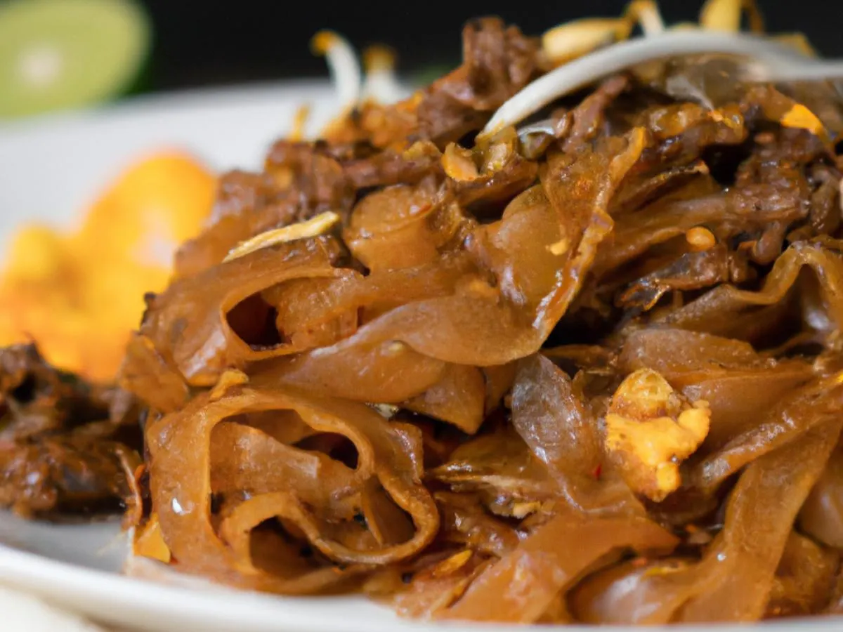 Pad Thai Noodles with Beef with Thai Slaw Salad Pad Thai Noodles with Beef with Thai Slaw Salad