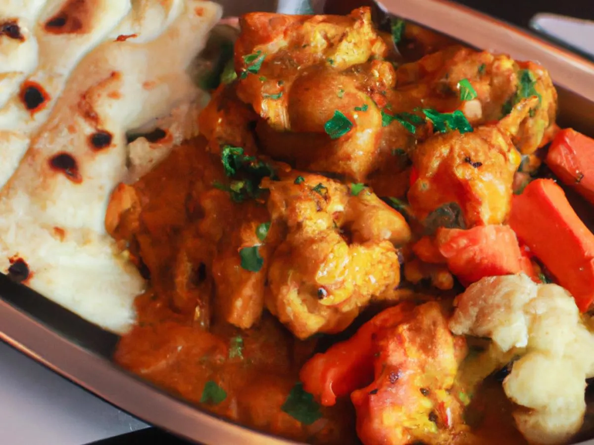 Butter Chicken served with Garlic Naan and Mixed Veggies Butter Chicken served with Garlic Naan and Mixed Veggies