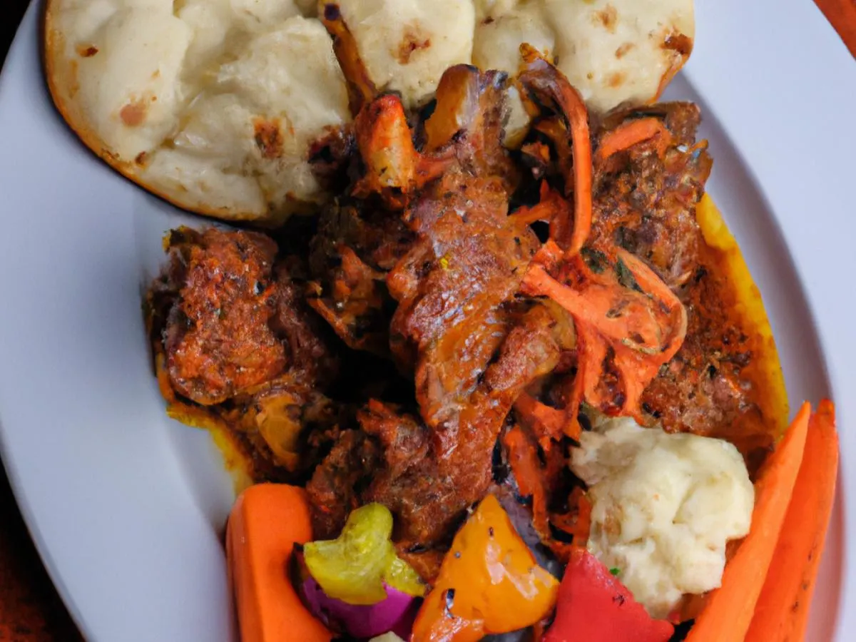 Lamb Vindaloo served with Garlic Naan and Mixed Veggies Lamb Vindaloo served with Garlic Naan and Mixed Veggies