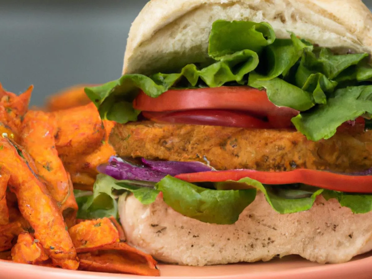 Vegan Burger with Sweet Potato Fries Vegan Burger with Sweet Potato Fries