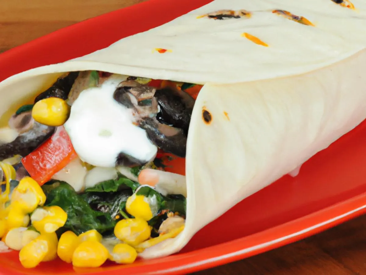 Vegetarian Mushroom Super Burrito with Chips and Chipotle Salsa Vegetarian Mushroom Super Burrito with Chips and Chipotle Salsa
