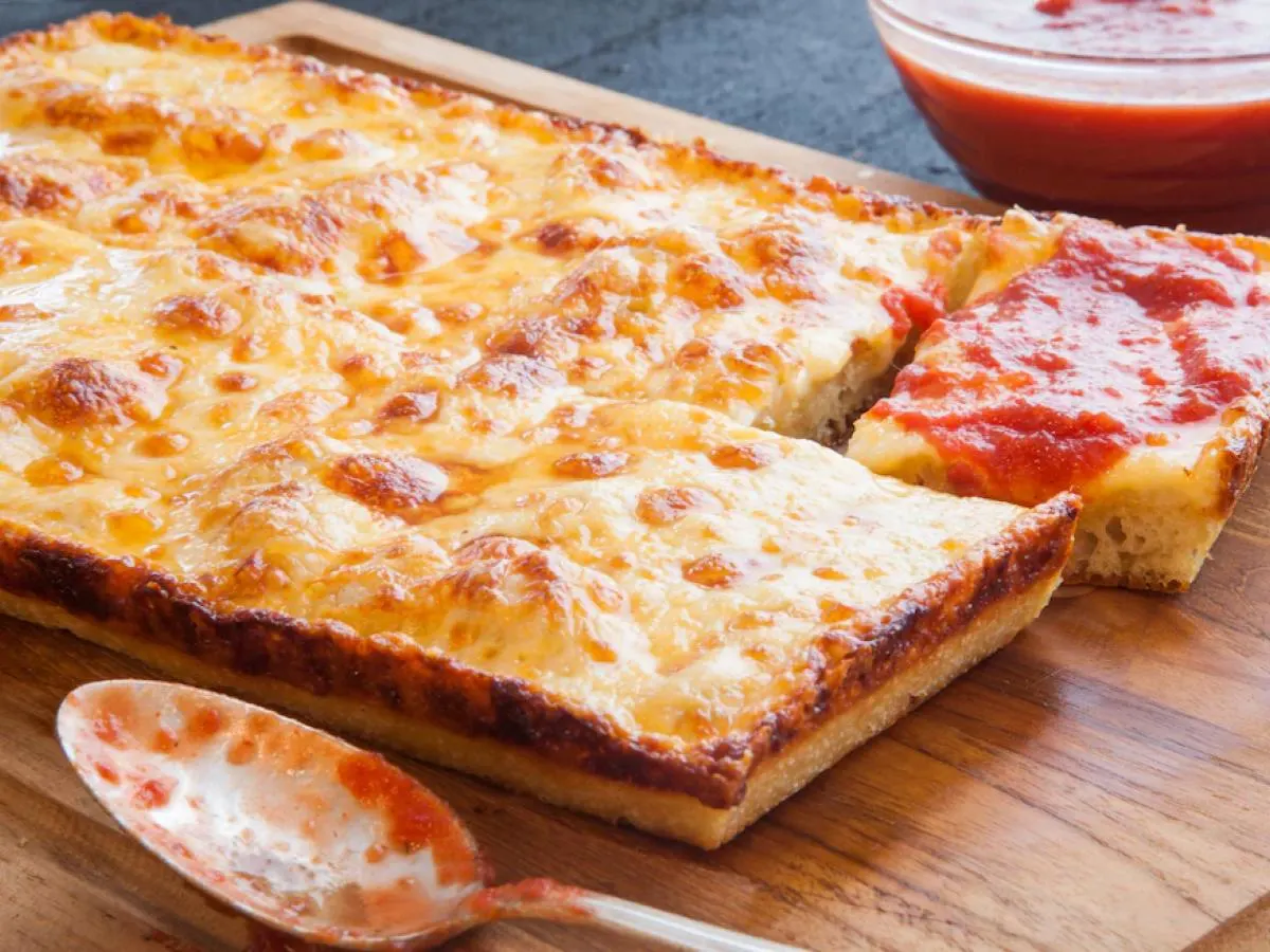 Deep Dish Detroit Style Cheese pie
