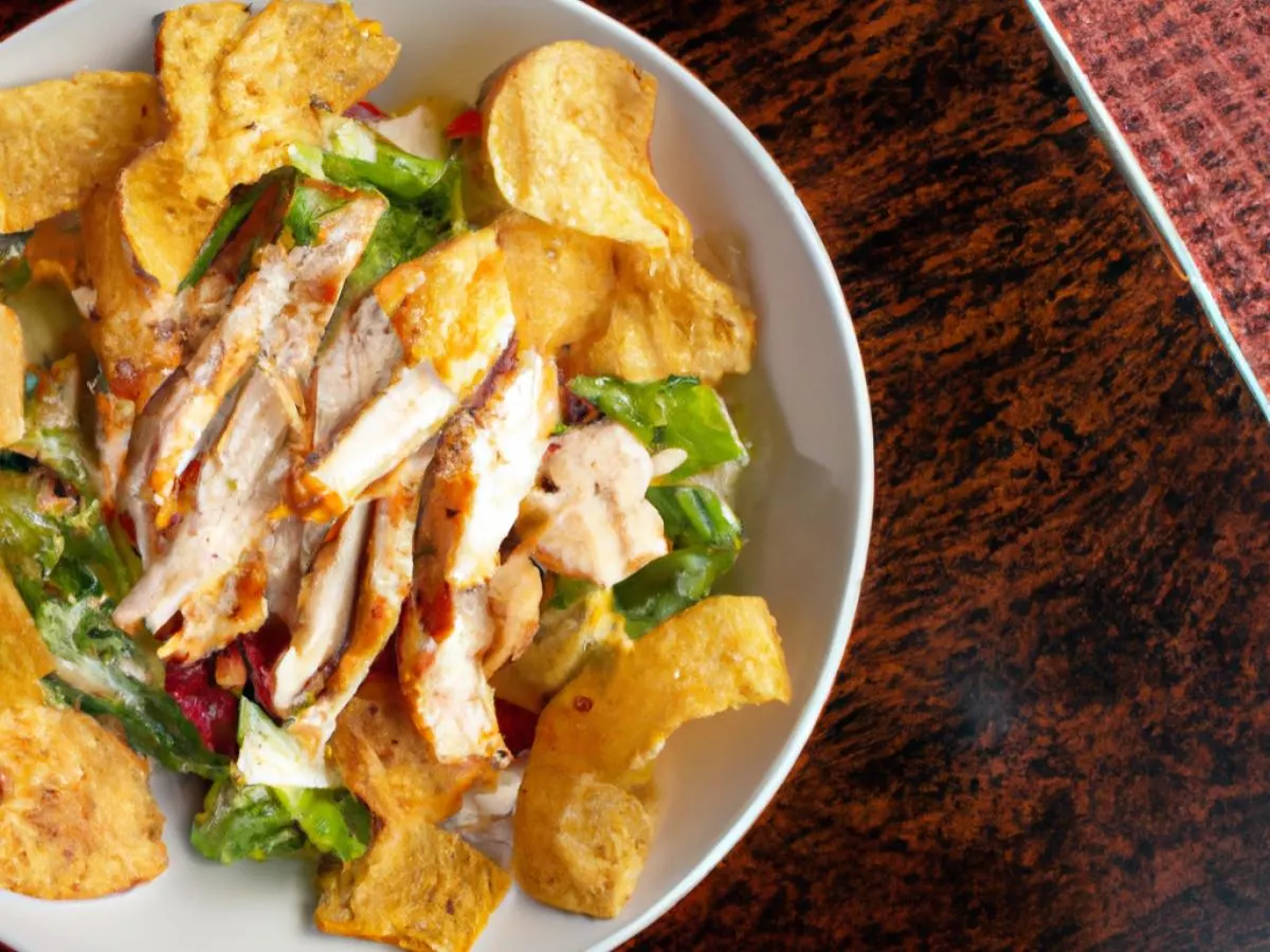 Chicken Caesar Salad with Kettle Chips and Chocolate Chip Cookie