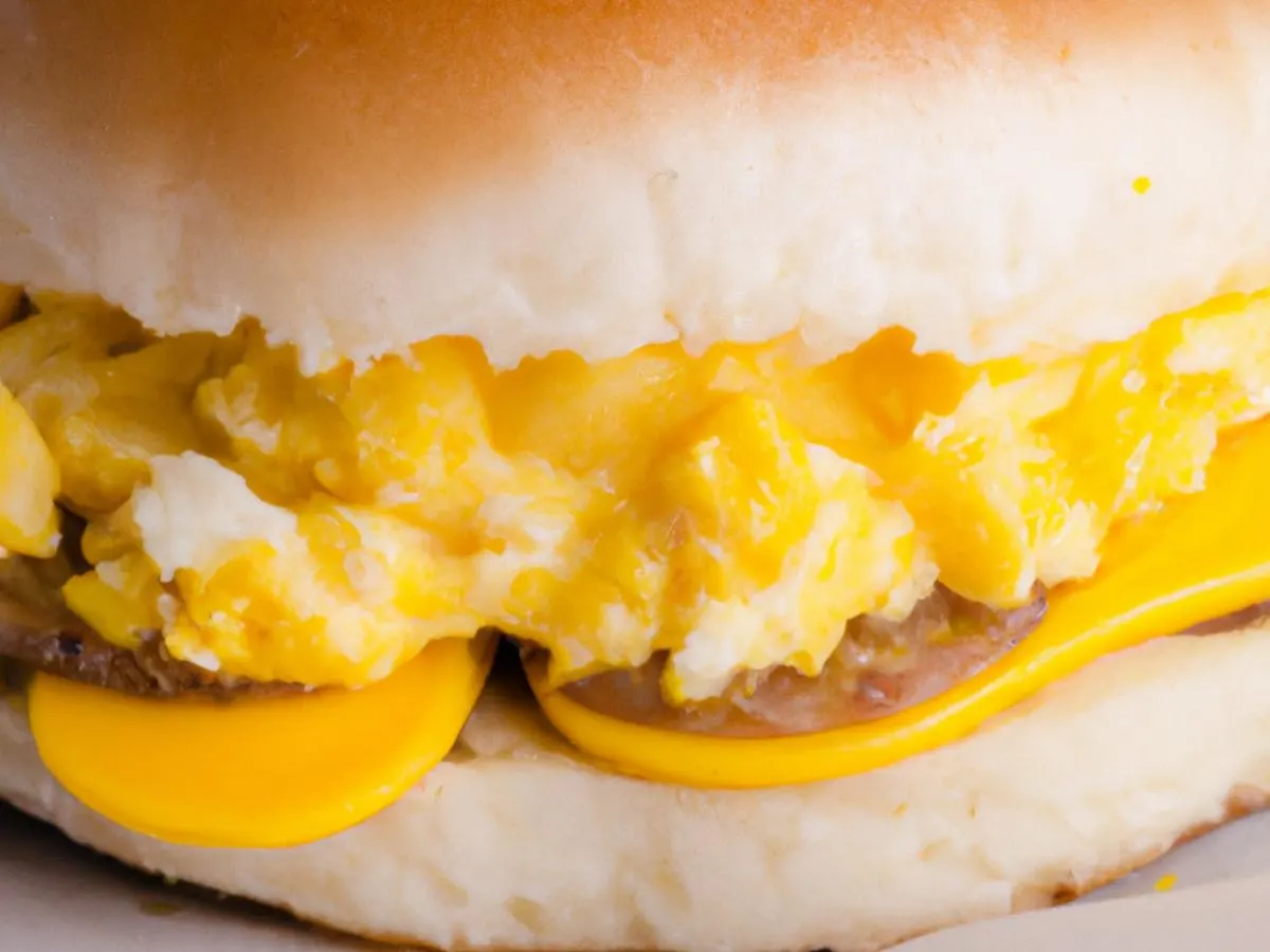NY Style Egg Sandwich on Kaiser Roll w/ Pork Sausage Patty & Cheddar Cheese NY Style Egg Sandwich on Kaiser Roll w/ Pork Sausage Patty & Cheddar Cheese