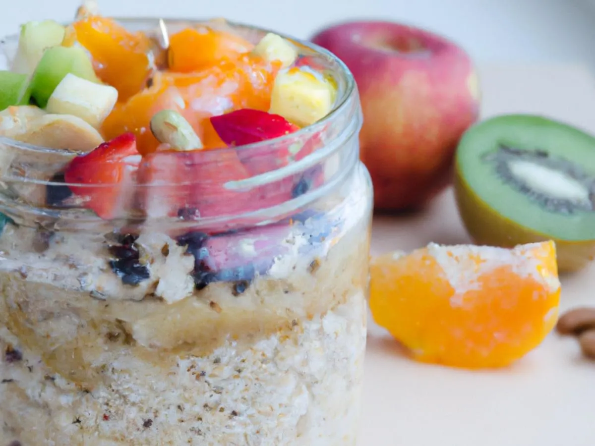 Vegan Overnight Oatmeal with Fruit Garnish Vegan Overnight Oatmeal with Fruit Garnish