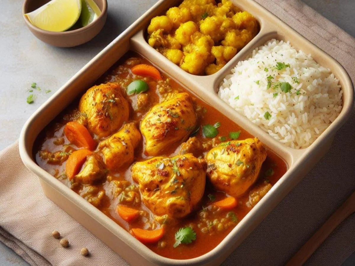 Chicken Curry with Basmati Rice and Aloo Gobi Chicken Curry with Basmati Rice and Aloo Gobi