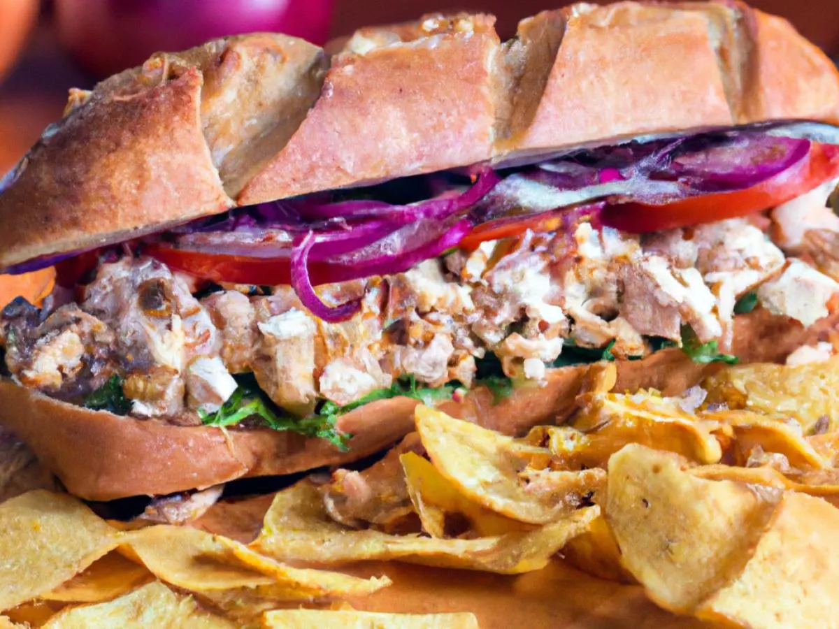 Chicken Salad Sandwich with Kettle Chips and Chocolate Chip Cookie